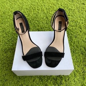 Saks Black Yvette ankle strap heels